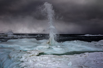 Arktyczny sztorm na południowym Spitsbergenie - obrazy, fototapety, plakaty