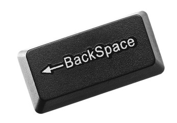 BackSpace, control button computer keyboard isolated on white background and texture, clipping path 