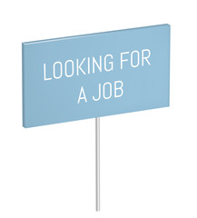 Blue vector banner on stick. Looking for a job poster