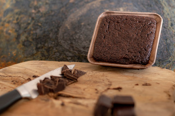 Chocolate Brownies with ingredients displayed