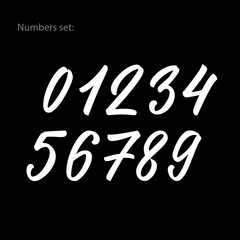 Brush lettering. Set of numbers