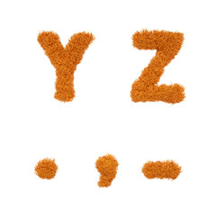 High Quality Sharpened Hairy Letters with Isolated Background 3D Illustration