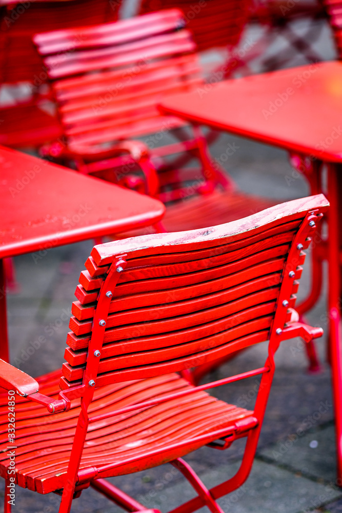 Wall mural red chairs