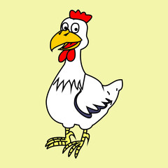 White chicken in cartoon style