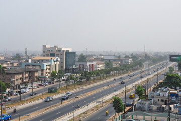 Broad highway and streets in Yaba Ikeja Lagos Nigeria
