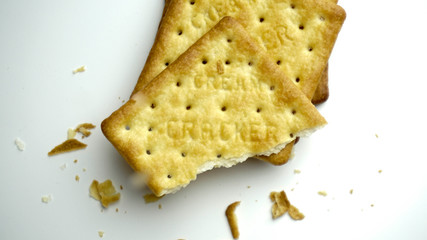 Cream Crackers biscuit isolated on white background