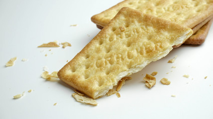 Cream Crackers biscuit isolated on white background