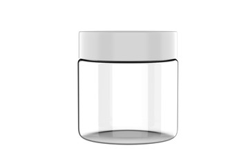 Blank plastic cosmetic jar realistic packaging mock up template, 3d rendering illustration.