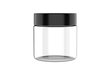 Blank plastic cosmetic jar realistic packaging mock up template, 3d rendering illustration.