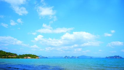 Mountain and island view with cloud sky on summer holiday season.