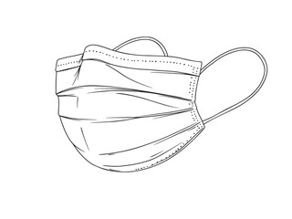 Surgical, Medical Face Mask that protects airborne diseases, viruses. Coronavirus. Defence from air pollution. Vector illustration