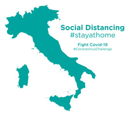 Italy map with Social Distancing #stayathome tag