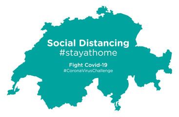 Switzerland map with Social Distancing #stayathome tag