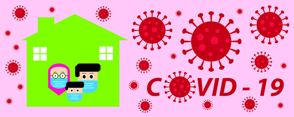Concept for save the world with Covid-19 virus. Danger symbol vector illustration. Stay at home.