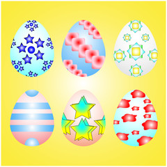 Set of Easter eggs icon isolated on yellow background. Vector illustration in flat trendy style 
