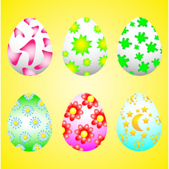 Set of Easter eggs icon isolated on yellow background. Vector illustration in flat trendy style 