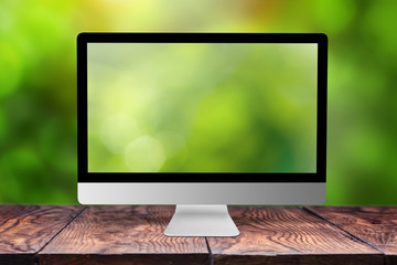 Monitor with blurred screen and background.