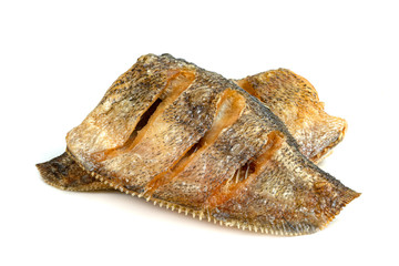 Fried Gourami fish isolated on white background