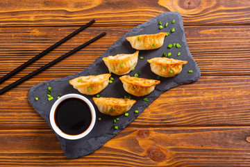 Traditional asian dumplings gyoza