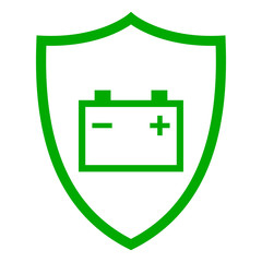 Autobatterie und Schild