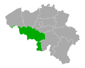 Karte von Hennegau in Belgien