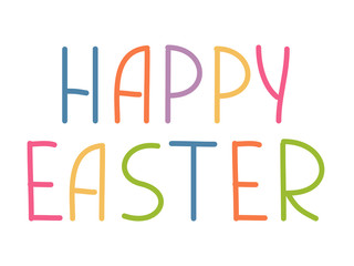 Happy Easter Hand lettering Greeting Card. Typographical Vector Background. Handmade calligraphy.