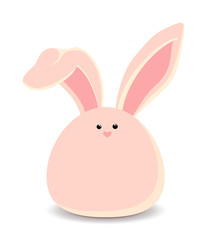 Fototapeta premium Rabbit icon. Sweet pink easter bunny sitting waiting for Easter. Vector illustration in simple flat style