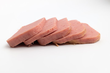 Canned ham on a white background