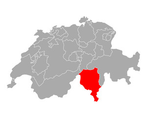 Karte von Tessin in Schweiz