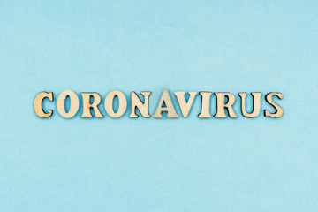 Coronavirus, covid-19. The inscription coronavirus on a blue background. Self-isolation and...