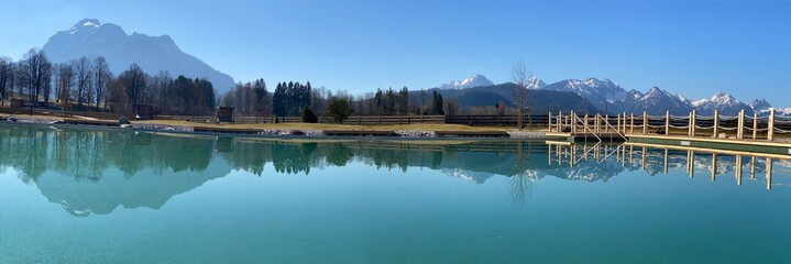 Beautiful lake mountain panorama