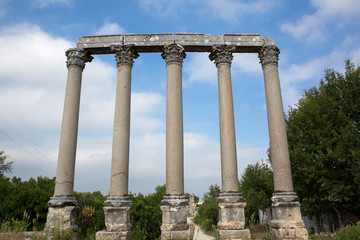 Fototapeta na wymiar Uzuncaburc ancient city is in Silifke Town of Mersin, Turkey