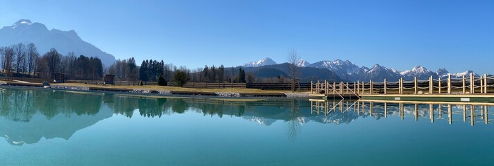 Fototapeta premium Beautiful lake mountain panorama