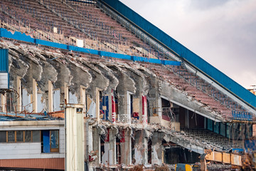 The demolition of Vicente Calderon Football stadium