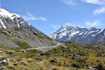マウントクックトレッキング。ニュージーランド。Mt. Cook and Hooker Valley From The Village, New Zealand