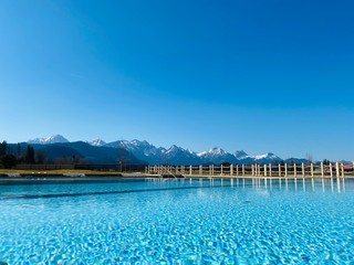 Fototapeta na wymiar Pool with mountain panorama