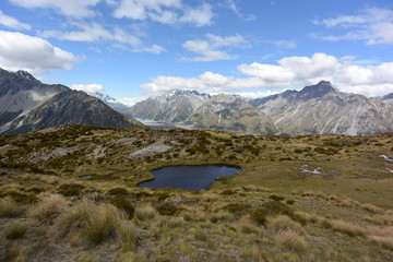 マウントクックトレッキング。ニュージーランド。Mt. Cook and Hooker Valley From The Village, New Zealand