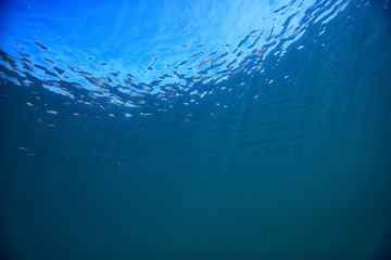 lake underwater landscape abstract / blue transparent water, eco nature protection underwater