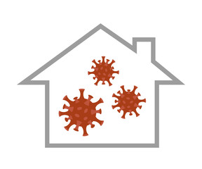 virus in a house quarantine info graphic vector illustration EPS10