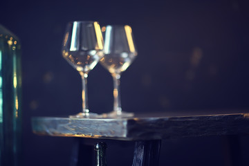 concept alcohol glass / beautiful glass, wine restaurant tasting aged wine