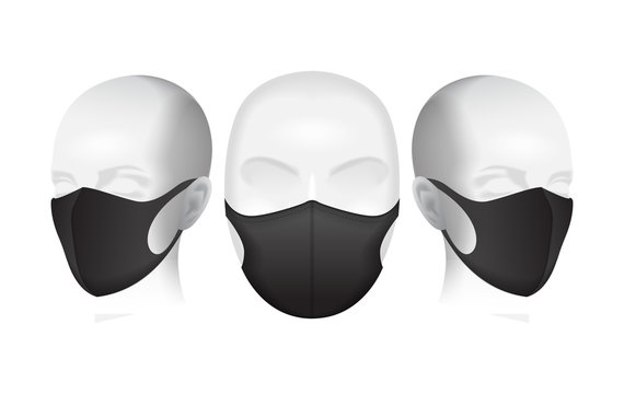 Protective mask. Black dust mask on the mannequin's head. Air pollution vector illustration