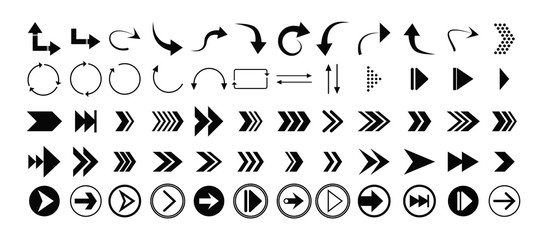 Set of black vector arrows. Arrow icons. Arrows set.  Arrow black colored. vector icon. Arrows vector collection. 