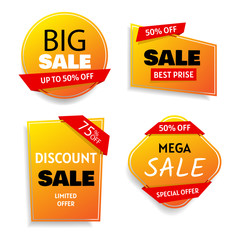 Set of flat design sale stickers. Sale banner collection, discount tag, special offer.  Price element