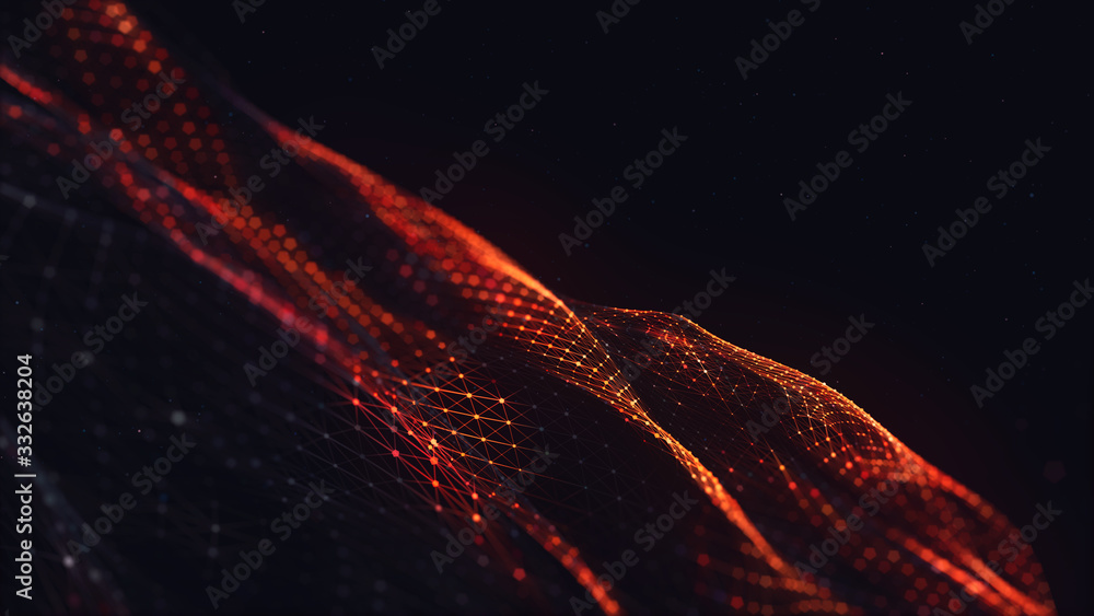 Poster abstract polygonal space low poly dark background with connecting dots and lines. connection structu