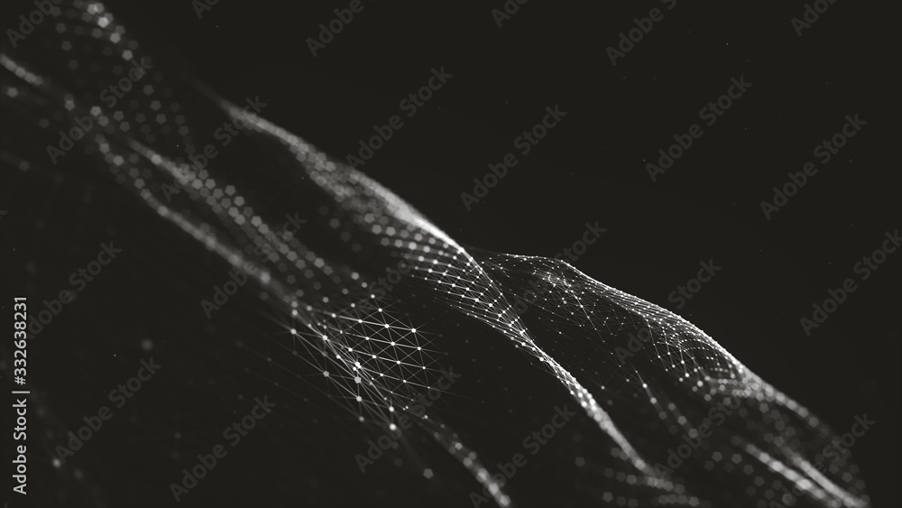 Poster abstract polygonal space low poly dark background with connecting dots and lines. connection structu