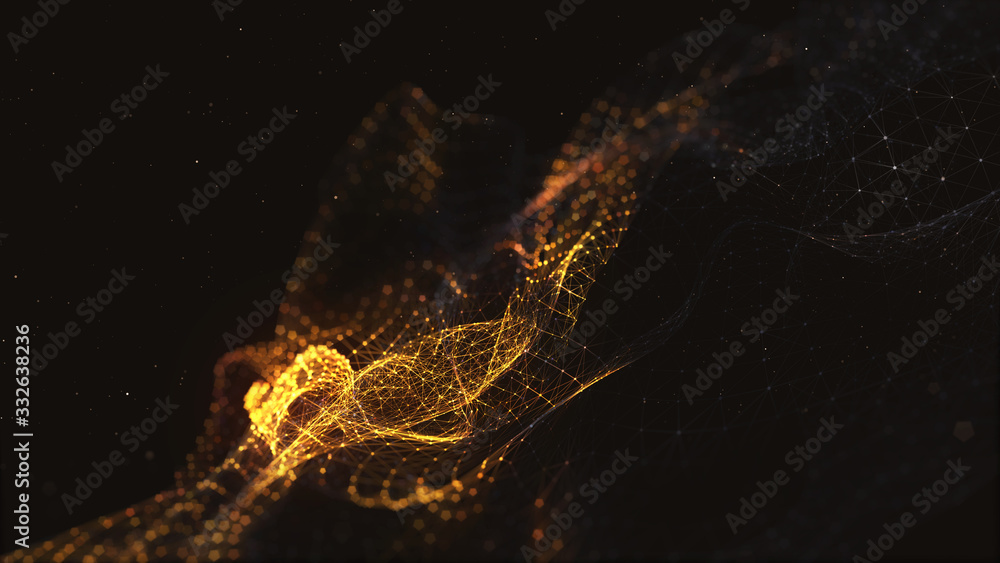 Poster abstract polygonal space low poly dark background with connecting dots and lines. connection structu
