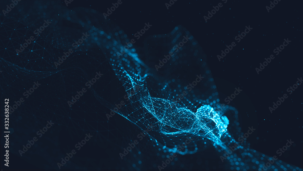 Aufkleber abstract polygonal space low poly dark background with connecting dots and lines. connection structu
