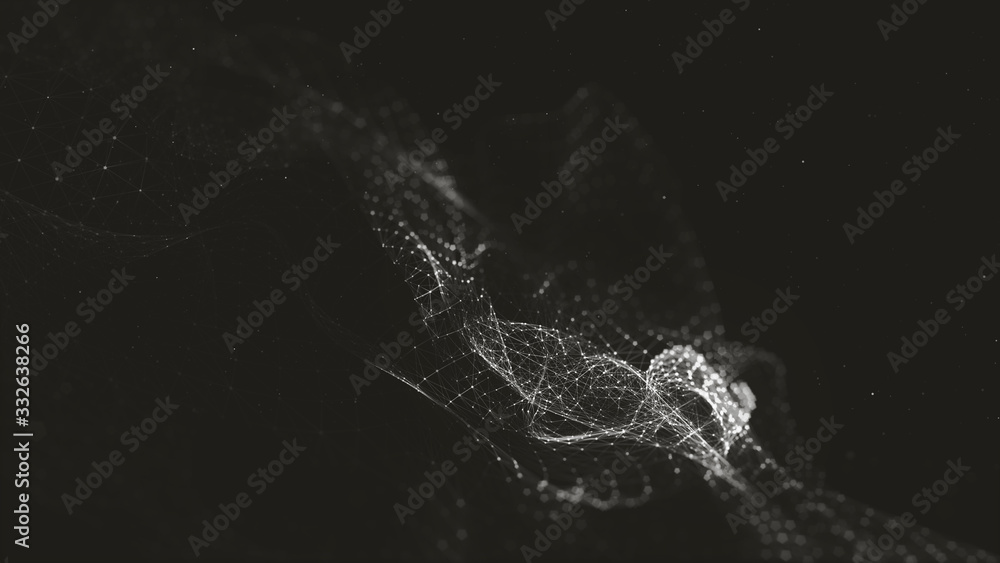 Poster abstract polygonal space low poly dark background with connecting dots and lines. connection structu