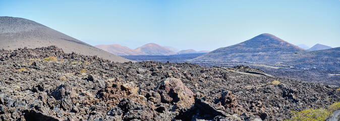Panorama im Naturpark Los Volcanes rund um die Vulkane Caldera de La Rilla, Montana de Santa...