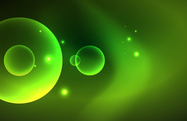 Neon shiny transparent glowing circles with light effects. Techno futuristic vector abstract background For Wallpaper, Banner, Background, Card, Book Illustration, landing page